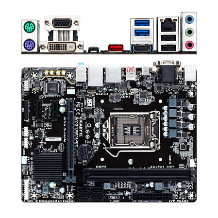 Материнская плата Gigabyte GA-H110M-S2HP H110 Socket-1151 2xDDR4, 4xSATA3, 1xPCI-E16x, 2xUSB3.0, 1xUSB3.1, 1xUSB3.1 Type C, D-Sub, DVI, HDMI, Glan, mATX 