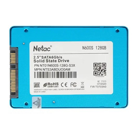 Внутренний SSD-накопитель 128Gb Netac N600S NT01N600S-128G-S3X SATA3 2.5" 