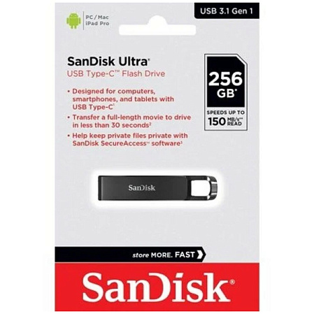 USB Flash накопитель 256GB SanDisk CZ460 Ultra (SDCZ460-256G-G46) USB Type C Черный