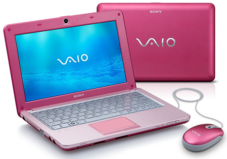 Нетбук Sony VPC-W11S1R/P Atom N280/1G/160/WiFi/BT/cam/10.1"/XP/Pink чехол+мышь