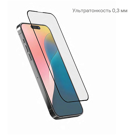 Защитное стекло для Apple iPhone 16 Plus uBear Extreme Nano, с черной рамкой