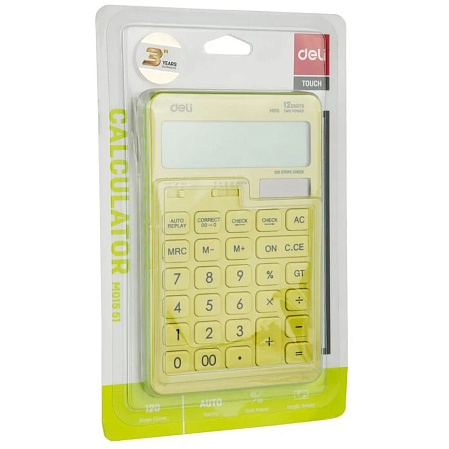 Калькулятор Deli Touch EM01551 желтый 12-разр.
