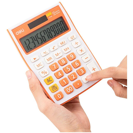 Калькулятор Deli E1238/OR оранжевый 12-разр.