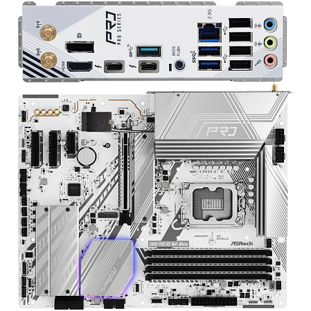 Материнская плата ASRock Z890 Pro RS WiFi White Z890 Soc-1851 4xDDR5, 4xSATA3, RAID, 4хM.2, 4xPCI-E16x, 3xUSB3.2, 2xUSB3.2 Type C, DP, HDMI, WiFi 2.5Glan, ATX