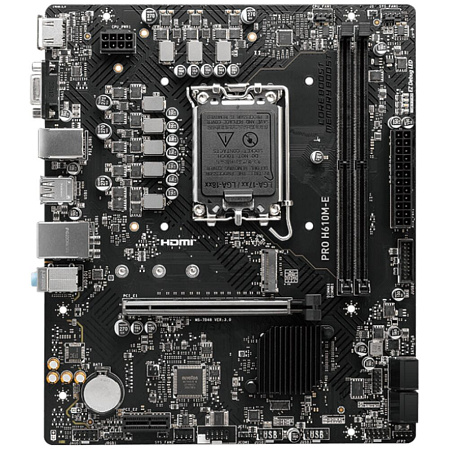 Материнская плата MSI Pro H610M-E H610 Socket-1700 2xDDR5, 4xSATA3, 1xM.2, 1xPCI-E16x, 2xUSB3.2, D-Sub, HDMI, Glan, mATX