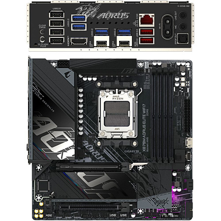 Материнская плата Gigabyte X870M AORUS Elite Wifi7 Socket-AM5 AMD X870 4xDDR5, 2xSATA3, RAID, 2xM.2, 2xPCI-E16x, 6xUSB3.2, 2xUSB3.2 Type C, HDMI, 2.5Glan, mATX Ret