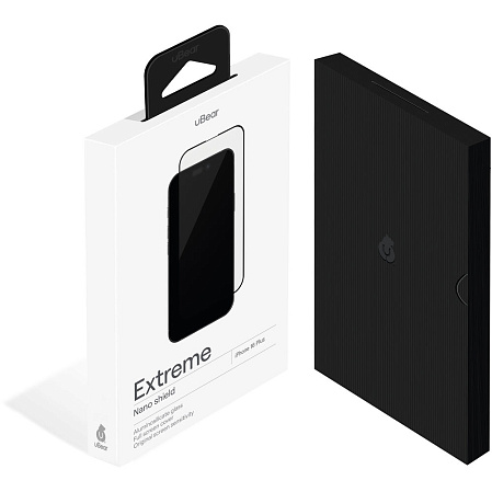 Защитное стекло для Apple iPhone 16 Plus uBear Extreme Nano, с черной рамкой