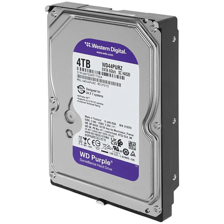 Внутренний жесткий диск 3,5" 4Tb Western Digital (WD44PURZ) 256Mb 5400rpm SATA3 Purple
