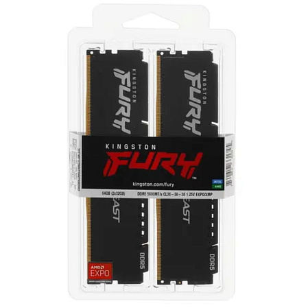 Модуль памяти DIMM 64Gb 2х32Gb DDR5 PC44800 5600MHz Kingston Fury Beast EXPO Black (KF556C36BBEK2-64)