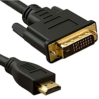 Кабель HDMI-DVI 2м dual link черный, зол.конт, экран