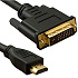 Кабель HDMI-DVI 2м dual link черный, зол.конт, экран