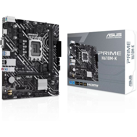 Материнская плата ASUS Prime H610M-K H610 Socket-1700 2xDDR5, 4xSATA3, 1xM.2, 1xPCI-E16x, 2xUSB3.2, D-Sub, HDMI, Glan, mATX