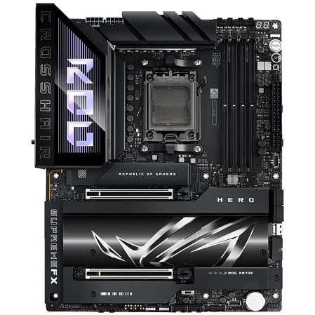 Материнская плата ASUS ROG Crosshair X870E Hero X870E Socket AM5 4xDDR5, 4xSATA3, RAID, 5xM.2, 2xPCI-E16x, 6xUSB3.2, 4xUSB3.2 Type C, DP, HDMI, WiFi, 5Glan, ATX