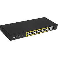 Коммутатор Netis P124GH (L2), 24x100Мбит/с, 2x1Гбит/с, 1SFP 24PoE+360W неуправляемый