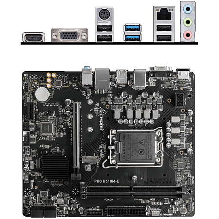 Материнская плата MSI Pro H610M-E H610 Socket-1700 2xDDR5, 4xSATA3, 1xM.2, 1xPCI-E16x, 2xUSB3.2, D-Sub, HDMI, Glan, mATX