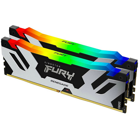 Модуль памяти DIMM 32Gb 2х16Gb DDR5 PC51200 6400MHz Kingston Fury Renegade RGB Silver (KF564C32RSAK2/32)