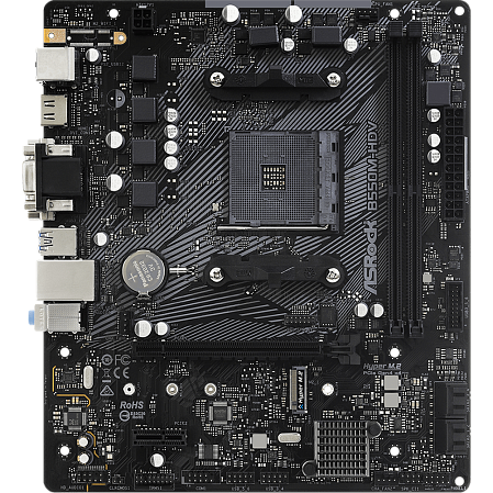Материнская плата ASRock B550M-HDV B550 Socket AM4 2xDDR4, 4xSATA3, RAID, 1xM.2, 1xPCI-E16x, 4xUSB3.2, D-Sub, DVI-D, HDMI, Glan, mATX