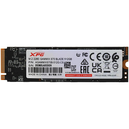 Внутренний SSD-накопитель 512Gb A-Data Gammix S70 Blade AGAMMIXS70B-512G-CS M.2 2280 PCIe NVMe 4.0 x4