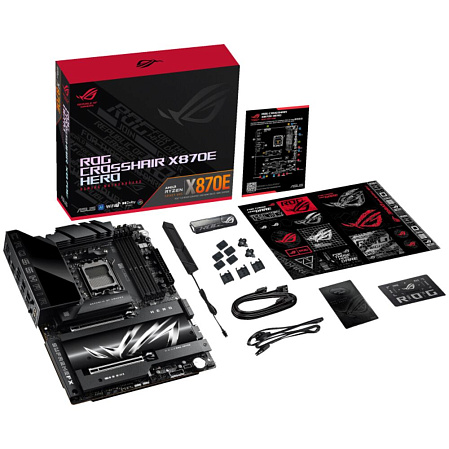 Материнская плата ASUS ROG Crosshair X870E Hero X870E Socket AM5 4xDDR5, 4xSATA3, RAID, 5xM.2, 2xPCI-E16x, 6xUSB3.2, 4xUSB3.2 Type C, DP, HDMI, WiFi, 5Glan, ATX