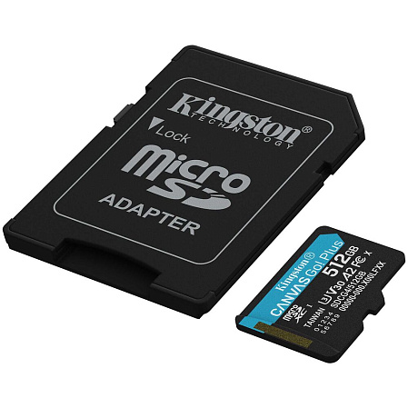 Карта памяти Micro SecureDigital 512Gb Kingston Canvas Go Plus SDXC (SDCG4/512GB) + SD адаптер