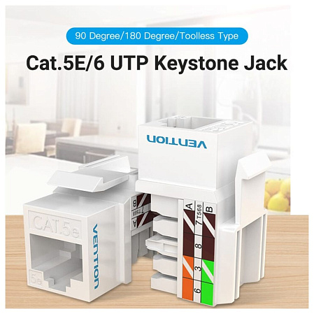 Вставка Vention Keystone Jack Cat.5e UTP белый IPAW0