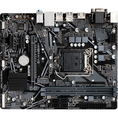 Материнская плата Gigabyte H410M H V2 H470 Socket-1200 2xDDR4, 4xSATA3, 1xM.2, 1xPCI-E16x, 2xUSB3.2, D-Sub, HDMI, Glan, mATX