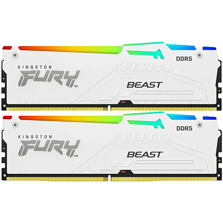 Модуль памяти DIMM 32Gb 2х16Gb DDR5 PC48000 6000MHz Kingston Fury Beast RGB White EXPO (KF560C30BWEAK2-32)