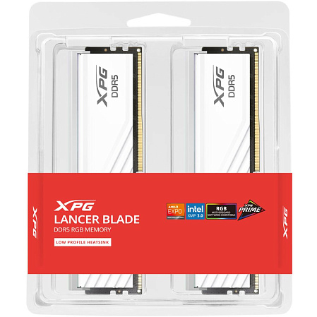 Модуль памяти DIMM 32Gb 2х16Gb DDR5 PC51200 6400MHz ADATA XPG Lancer Blade RGB White (AX5U6400C3216G-DTLABRWH)