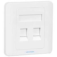 Рамка Лицевая панель Vention настенная (тип 86) под модуль Keystone 2 порта Белая IFBW0