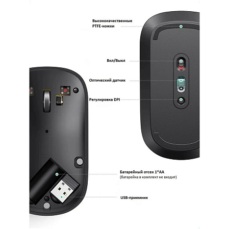 Мышь беспроводная Ugreen MU001 (90372) Black Wireless