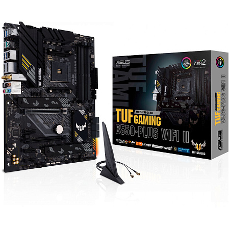 Материнская плата ASUS TUF Gaming B550-Plus Wifi II B550 Socket AM4 4xDDR4, 6xSATA3, RAID, 2xM.2, 2xPCI-E16x, 5xUSB3.2, 1xUSB3.2 Type C, DP, HDMI, Wi-Fi, 2.5Glan, ATX