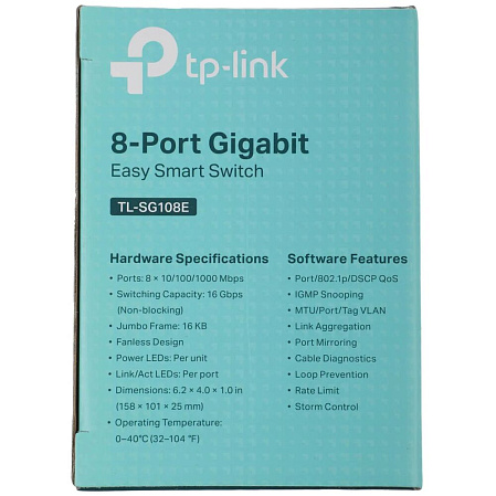 Коммутатор TP-LINK TL-SG108E управляемый 8xGbLAN