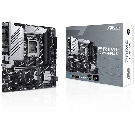 Материнская плата ASUS Prime Z790M-Plus Z790 Socket-1700 4xDDR5, 4xSATA3, RAID, 3xM.2, 2xPCI-E16x, 5xUSB3.2, 1xUSB3.2 Type C, DP, HDMI, Glan, mATX