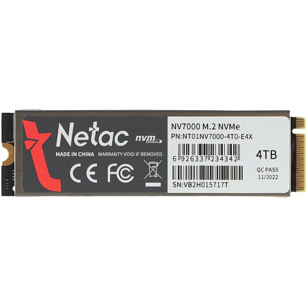 Внутренний SSD-накопитель 4000Gb Netac NV7000 NT01NV7000-4T0-E4X M.2 2280 PCIe NVMe 4.0 x4