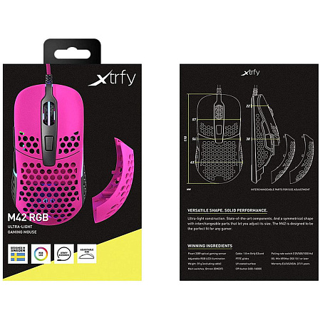Мышь Xtrfy M42 RGB Pink проводная