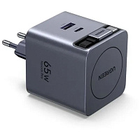 Сетевое зарядное устройство Ugreen X615 (65825) 65W Type C + USB, темно-серый