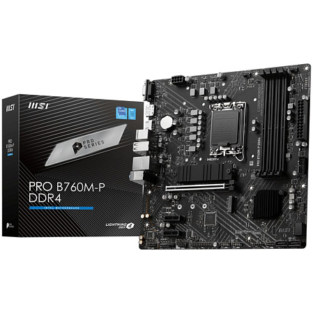 Материнская плата MSI Pro B760M-P DDR4 B760 Socket-1700 4xDDR4, 4xSATA3, 2xM.2, 1xPCI-E16x, 1xUSB3.2, 1xUSB3.2 Type C, D-Sub, DP, HDMI, Glan, mATX