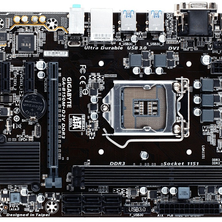 Материнская плата Gigabyte GA-B150M-D2V B150 Socket-1151 2xDDR4, 6xSATA3, 1xPCI-E16x, 4xUSB3.0, DVI, D-Sub, Glan, mATX 