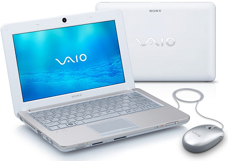Нетбук Sony VPC-W11S1R/W Atom N280/1G/160/WiFi/BT/cam/10.1"/XP/White чехол+мышь