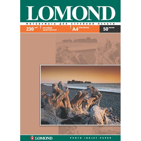 Фотобумага Lomond A4, 230гр, 50л Матовая, 1стор. (102016)