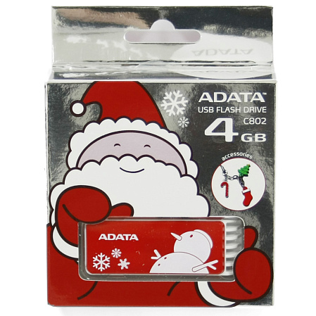 USB Flash накопитель 4GB A-Data C802 Red X'mas снеговик