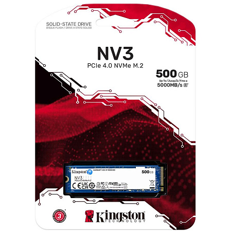 Внутренний SSD-накопитель 500Gb Kingston NV3 SNV3S/500G M.2 2280 PCIe NVMe 4.0 x4