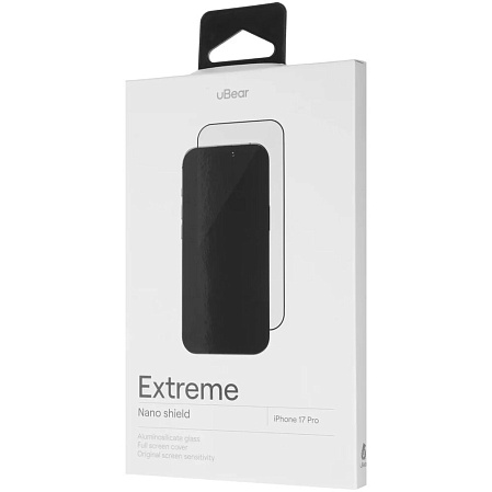 Защитное стекло для Apple iPhone 17 Pro uBear Extreme Nano Shield, с черной рамкой