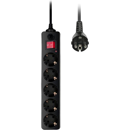 Сетевой фильтр BURO 500SH-1.8-B  5 розеток 1.8м черный