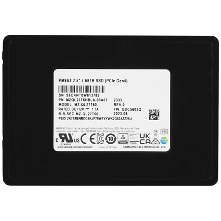 Внешний SSD-накопитель 7.68TB Samsung (MZQL27T6HBLA-00A07) NVMe 2.5" SFF/U.2 SSD PM9A3