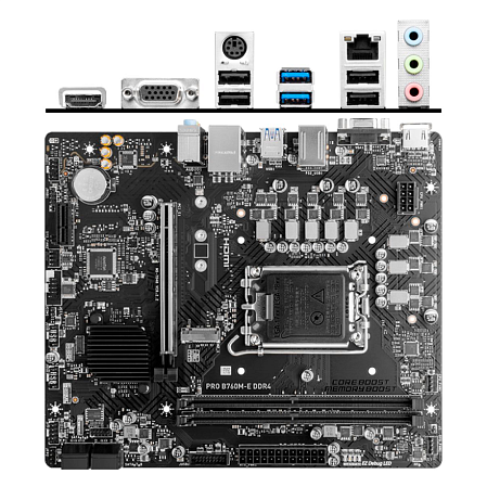 Материнская плата MSI Pro B760M-E DDR4 B760 Socket-1700 2xDDR4, 4xSATA3, 1xM.2, 1xPCI-E16x, 2xUSB3.2, D-Sub, HDMI, Glan, mATX