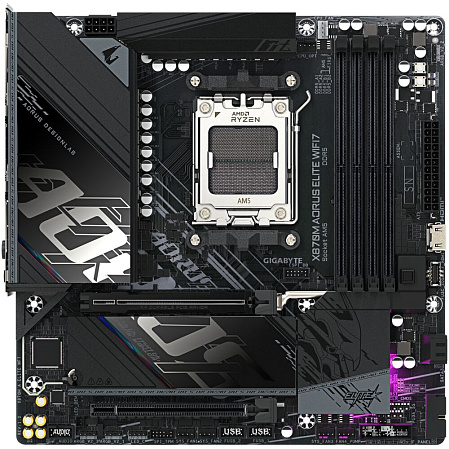 Материнская плата Gigabyte X870M AORUS Elite Wifi7 Socket-AM5 AMD X870 4xDDR5, 2xSATA3, RAID, 2xM.2, 2xPCI-E16x, 6xUSB3.2, 2xUSB3.2 Type C, HDMI, 2.5Glan, mATX Ret