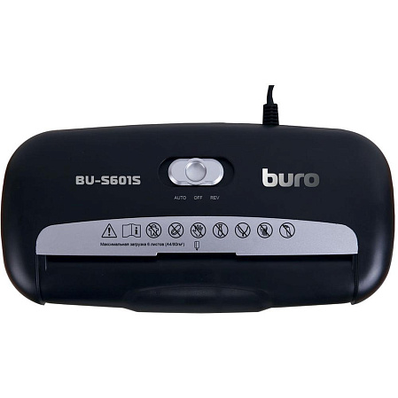 Уничтожитель бумаг Buro Home BU-S601S (секр.Р-1)/ленты/6лист./10лтр./пл.карты