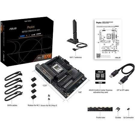 Материнская плата ASUS ProArt X870E-Creator WiFi X870E Socket AM5 4xDDR5, 4xSATA3, RAID, 4xM.2, 3xPCI-E16x, 7xUSB3.2, 3xUSB3.2 Type C, DP, HDMI, WiFi, 2xGlan, ATX
