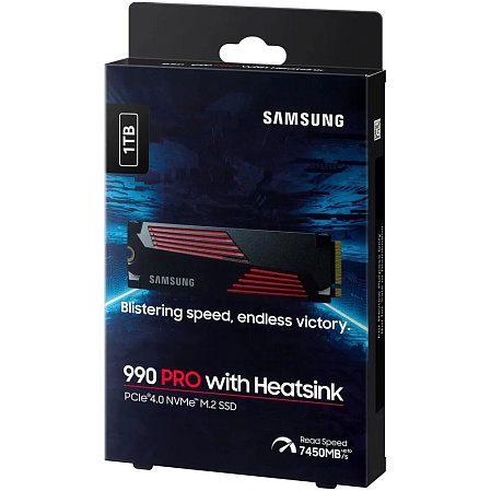 Внутренний SSD-накопитель 1000Gb Samsung 990 Pro with Heatsink (MZ-V9P1T0CW) M.2 2280 PCI-E 4.0 x4